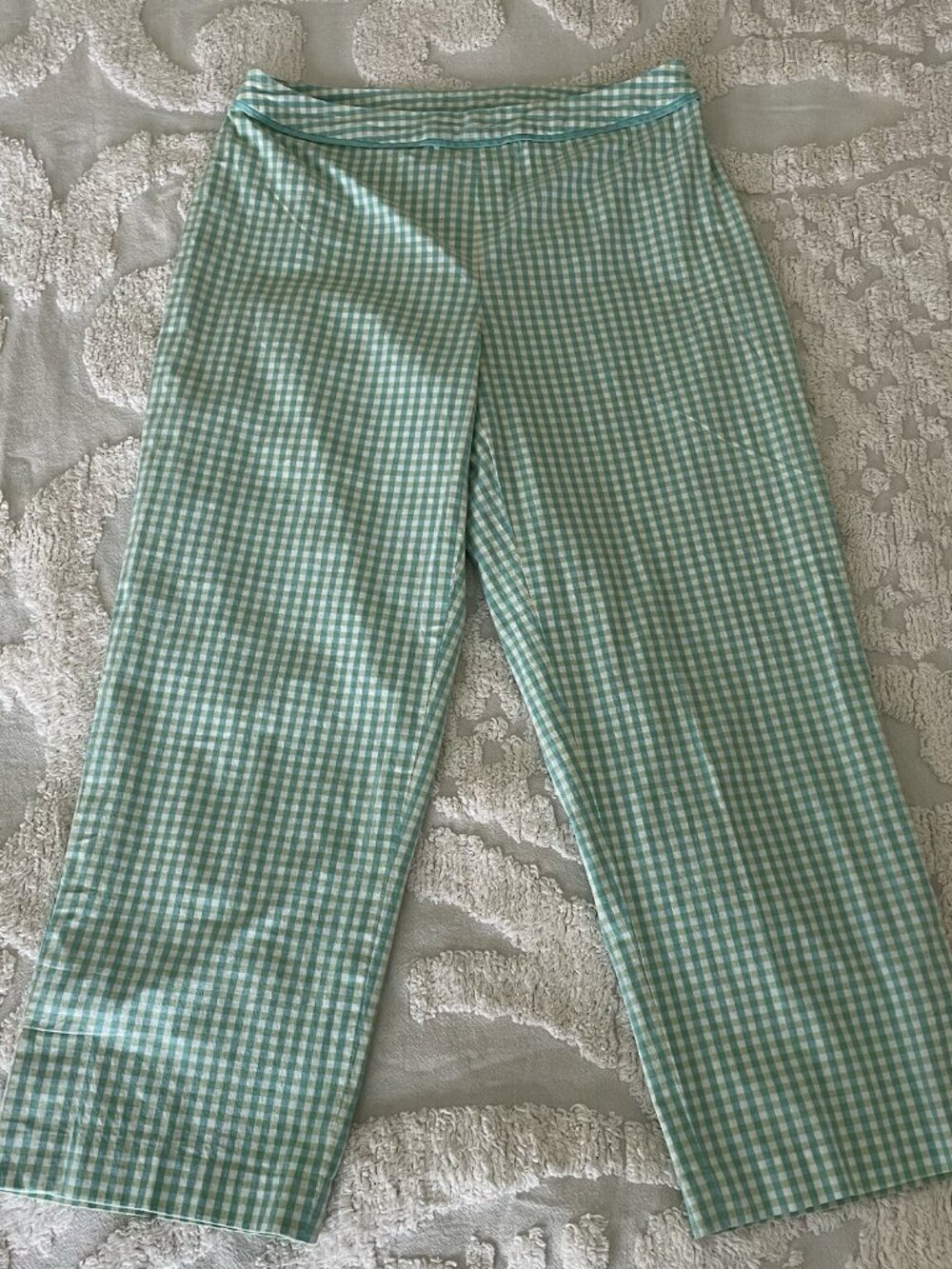 Vintage Island Republic Cropped Green Blue Gingham Rockabilly 60s Retro FLAWED 8